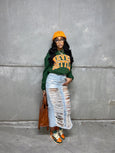 Collegiate Crop Hoodie(Green)