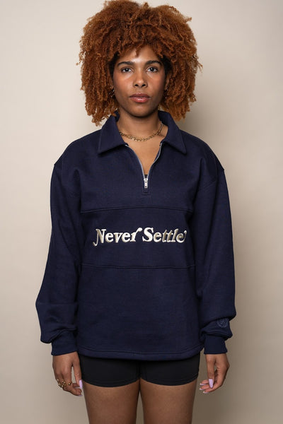 Zipper Rugby Sweatshirt(Navy)