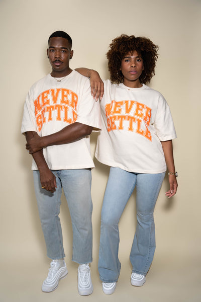 Oversized Collegiate Tee(Cream/Orange)