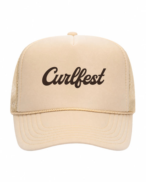 CURLFEST Script Trucker Hat(Tan)